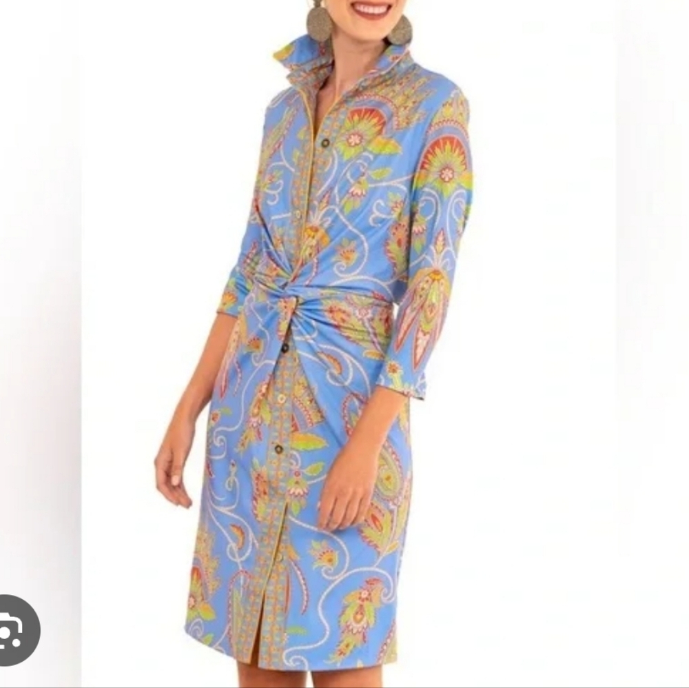 Gretchen SCOTT Twist And SHOUT EVERYWHERE PLUME dress Size L LIKE NEW